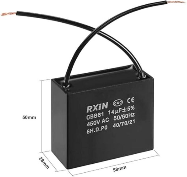 uxcell Condensador de ventilador de techo CBB61 14uF 450V_2