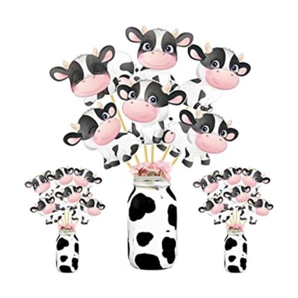 Centros de mesa de fiesta de vaca 24 piezas de decoración_1
