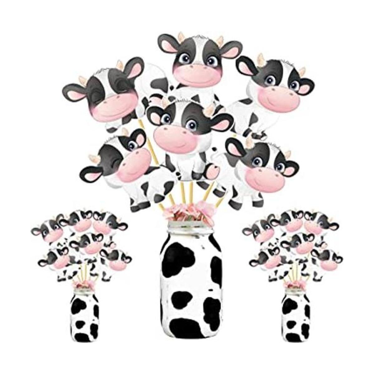 Centros de mesa de fiesta de vaca 24 piezas de decoración