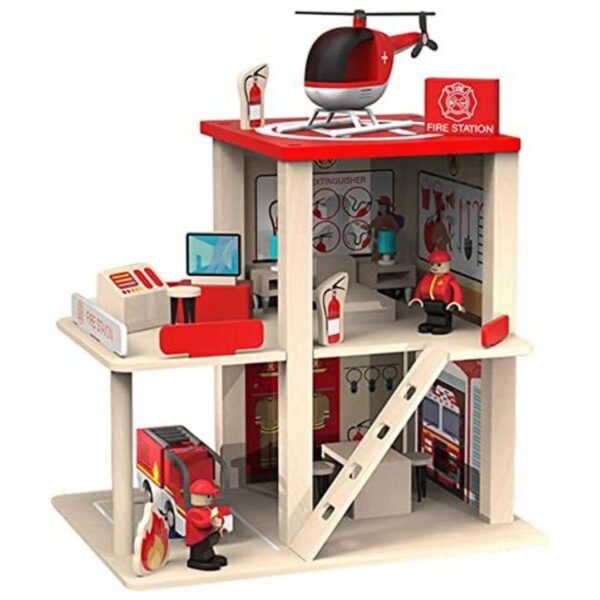 BBtinker Juego de estación de bomberos de madera casa de_1