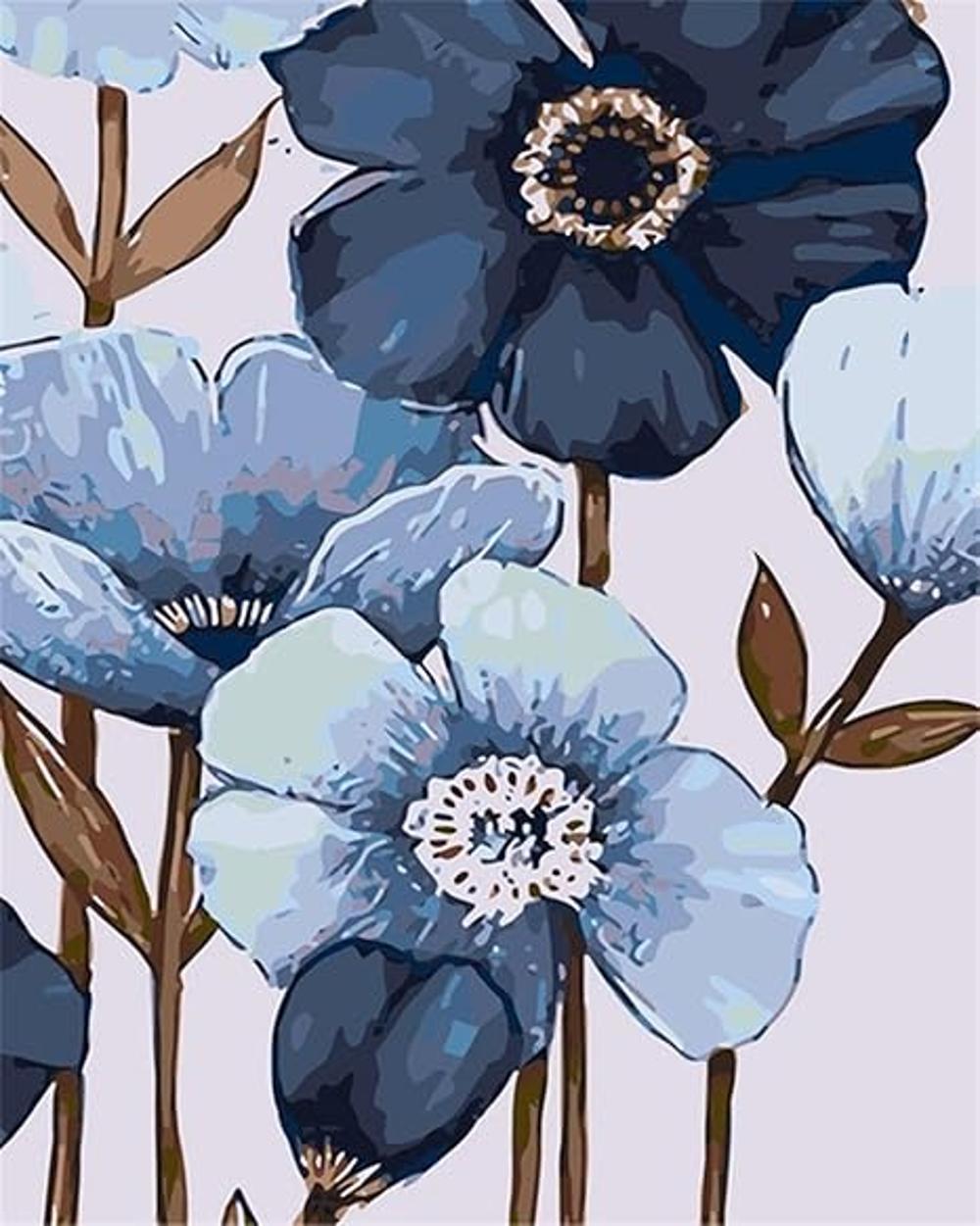 LETEYO Pintura de bricolaje por números flores azules