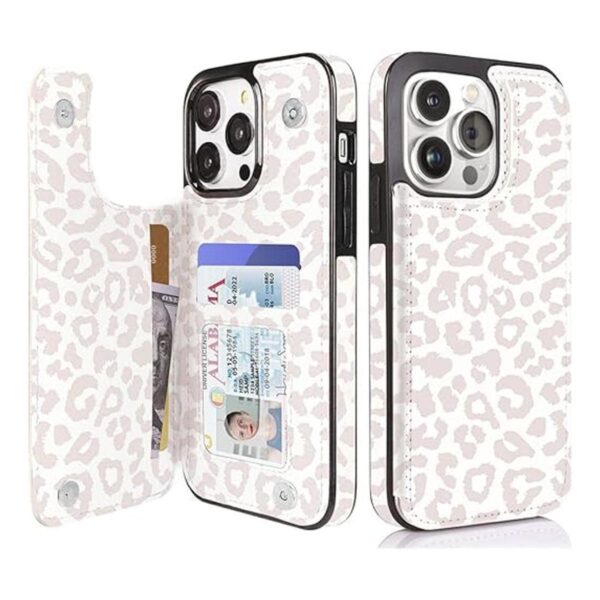 uCOLOR Leopard Funda tipo cartera compatible con iPhone_1