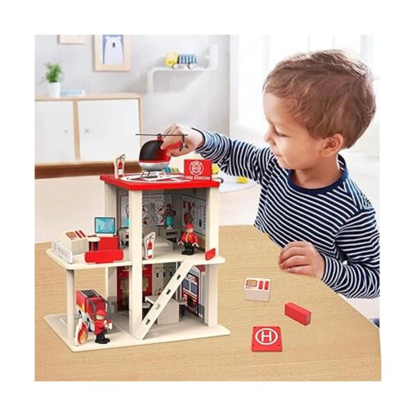 BBtinker Juego de estación de bomberos de madera casa de_3