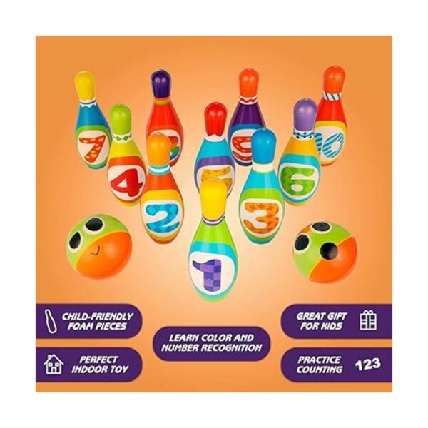 ToyVelt Juego de bolos para niños con 10 boleros y 2_3