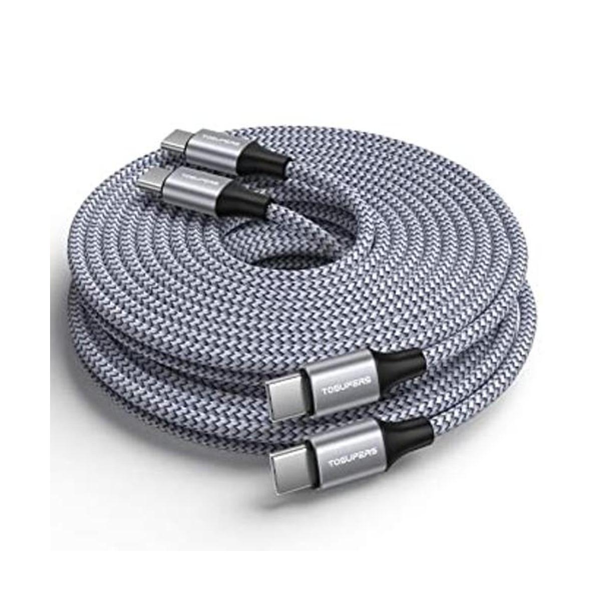 10 pies paquete de 2 unidades Cable largo USB C a USB C