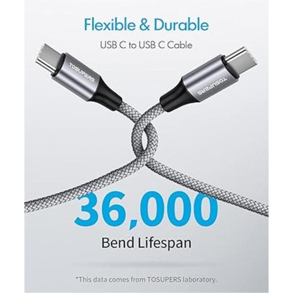 TOSUPERS Cable USB C a USB C de 6.6 pies carga rápida de_2