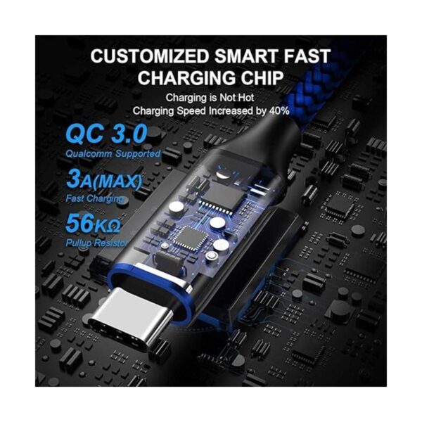Cable USB tipo C 3A de carga rápida 4 unidades 6 pies_3