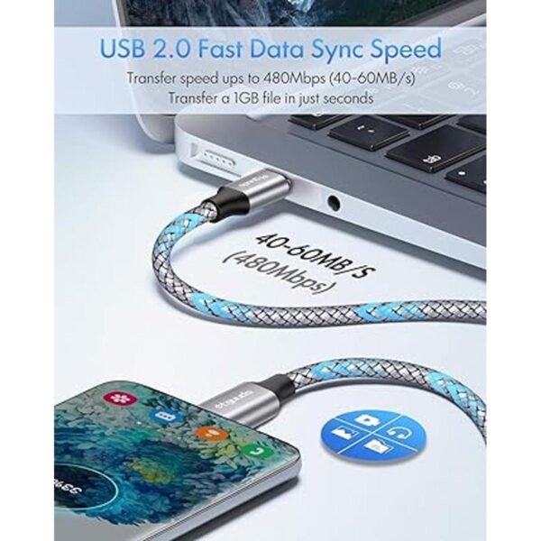 Cable USB C a USB C 2 pies paquete de 2 cable de carga_4