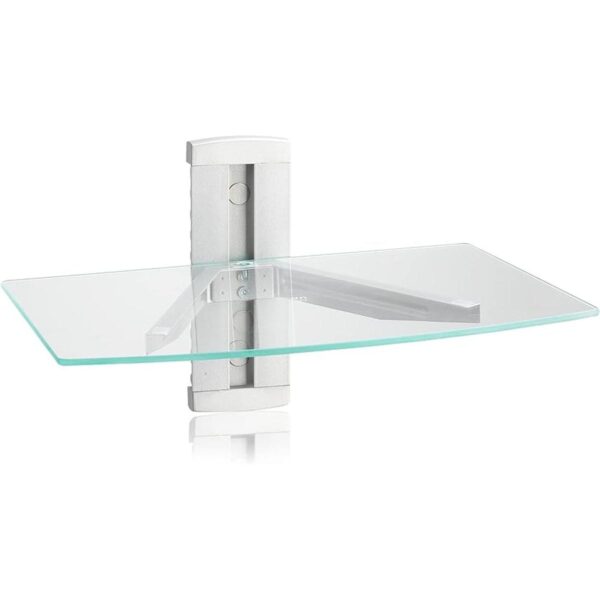 Suptek Estante flotante plateado con vidrio templado_1