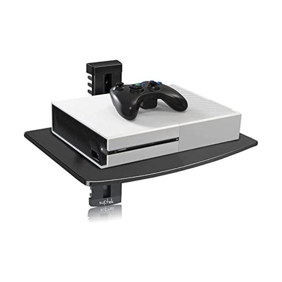 Suptek Estante flotante negro individual con vidrio