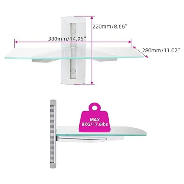 Suptek Estante flotante plateado con vidrio templado_3
