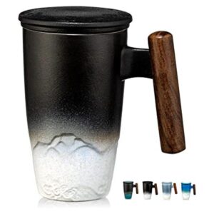 Tomotime Taza de té de cerámica con infusor y tapa asa_1