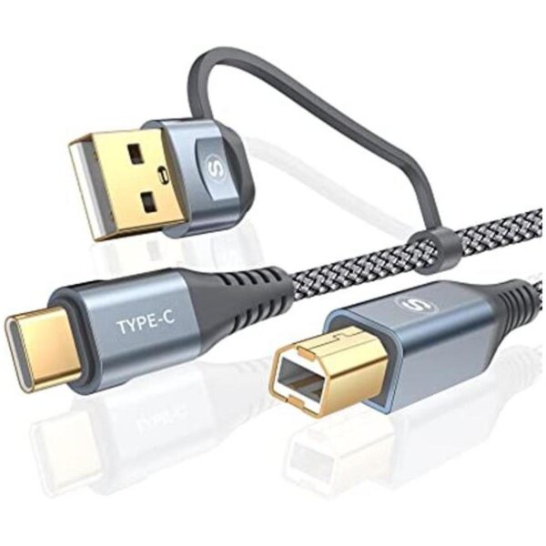 Cable de impresora USBB a USBCA 2 en 1 6.6 pies Cable_1
