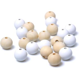 100 cuentas de madera redondas blancas de 0.787 in y