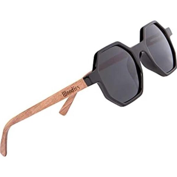 WOODIES Lentes de sol hexagonales polarizados de madera de_1