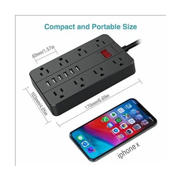 SMNICE Regleta de alimentación con USB protector de_3
