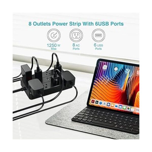 SMNICE Regleta de alimentación con USB protector de_5