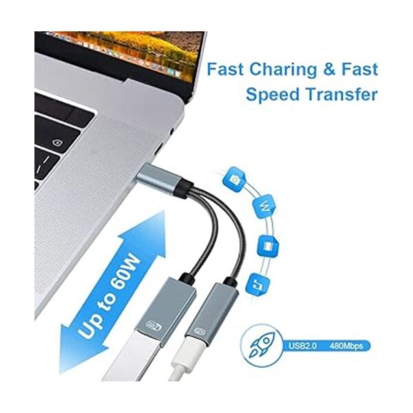 Sinstar Adaptador USB C OTG divisor USBC 2 en 1 con PD 60_2