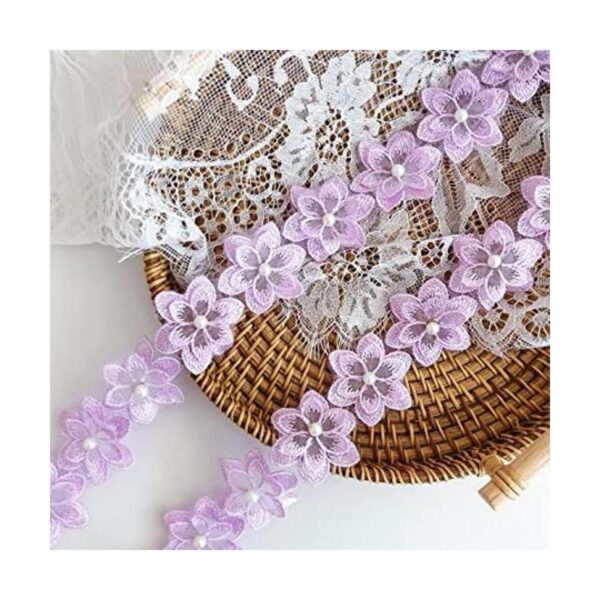 Cinta de encaje de flores de organza de 3 yardas ribete_1