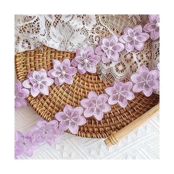 Cinta de encaje de flores de organza de 3 yardas ribete_2