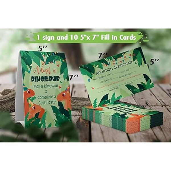 Juego de 1 letrero de dinosaurio Adopt y certificado de_2