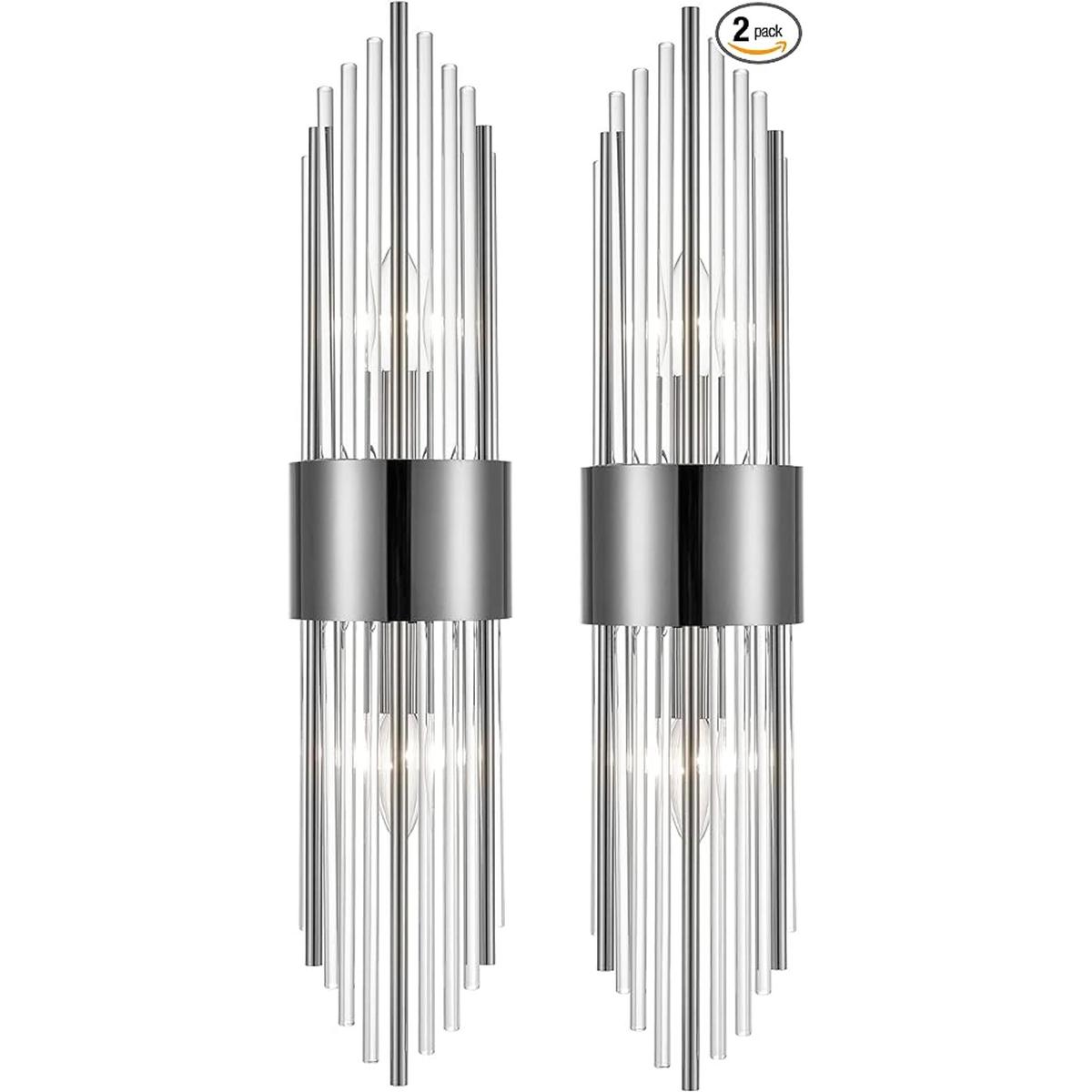 SHAWNKEY Aplique de pared moderno de 2 luces de titanio