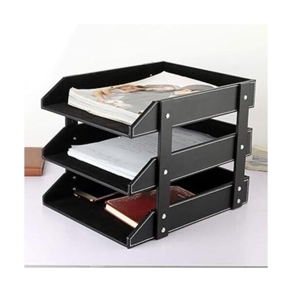 Organizador de archivos de escritorio de cuero bandeja_5