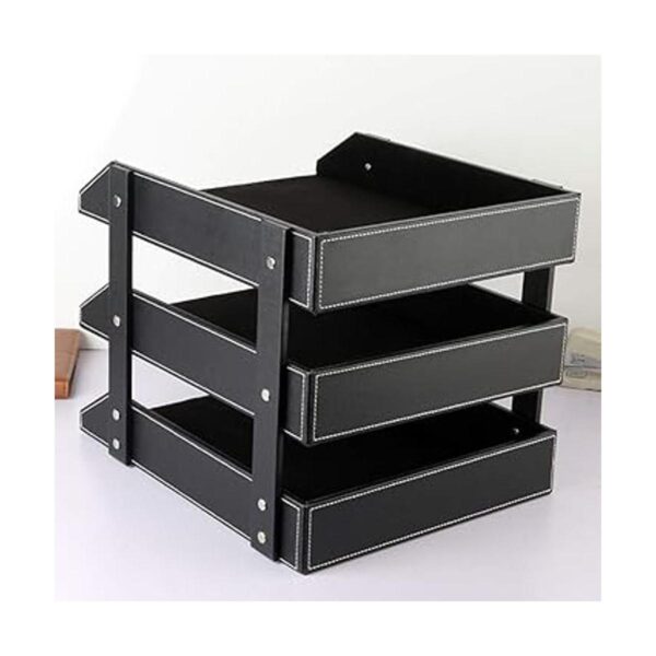 Organizador de archivos de escritorio de cuero bandeja_3