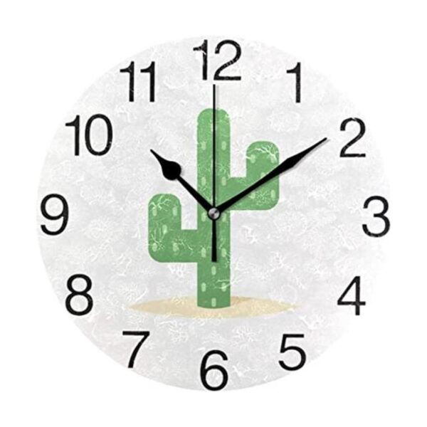Reloj de pared redondo de cactus del desierto pintura al_1