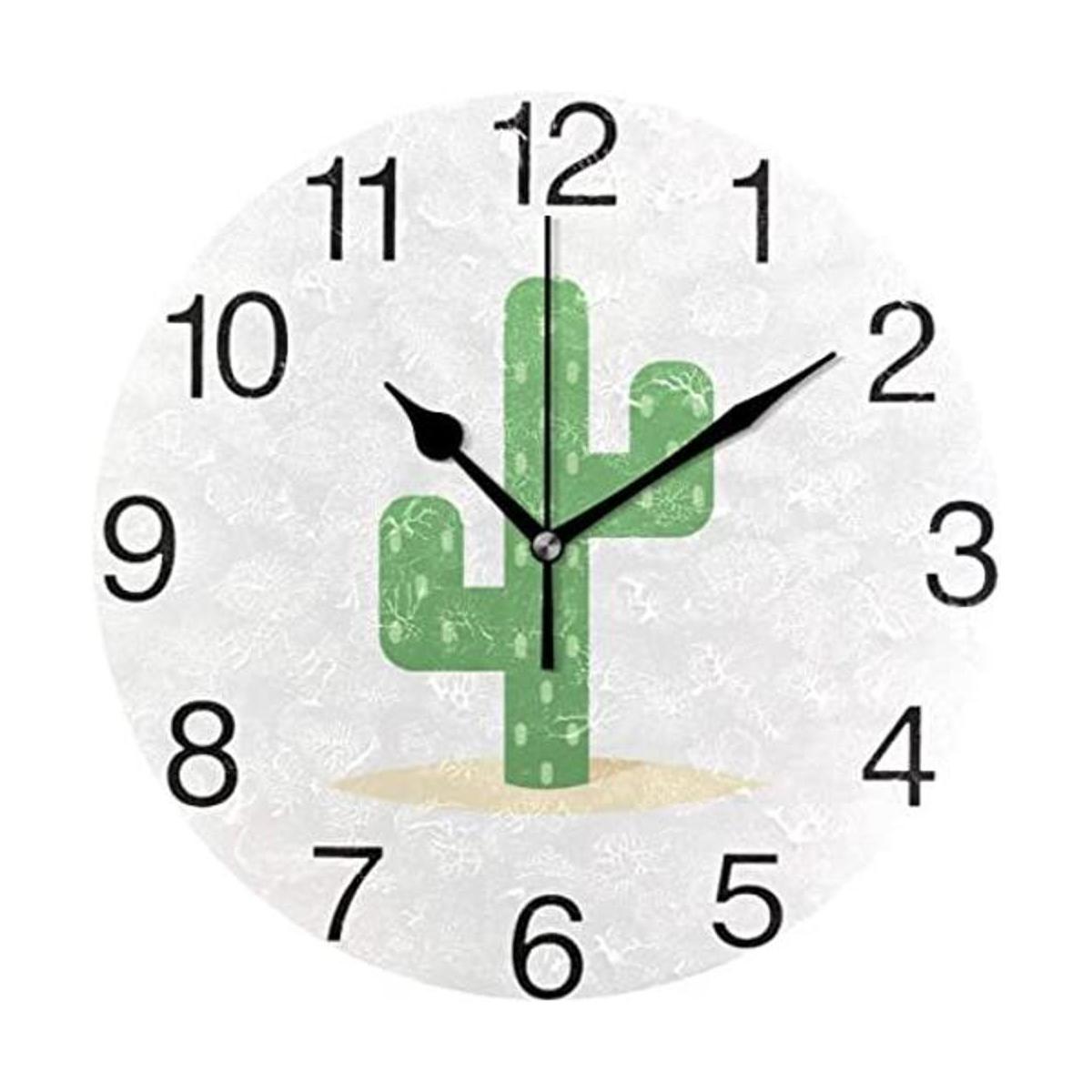 Reloj de pared redondo de cactus del desierto pintura al