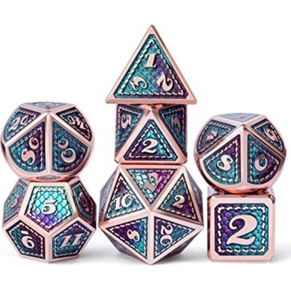DNDND Juego de dados de metal 7 piezas diseño de dragón_1