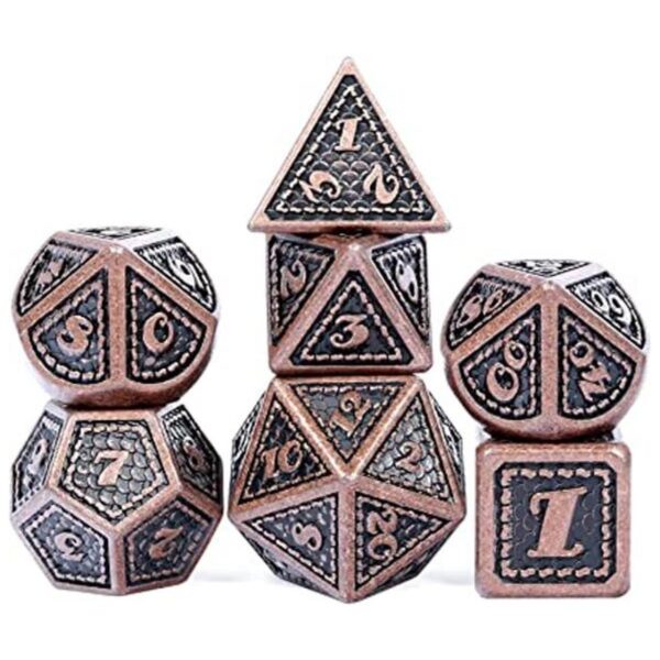 DNDND Juego de dados de metal escala de dragón 7 piezas_1