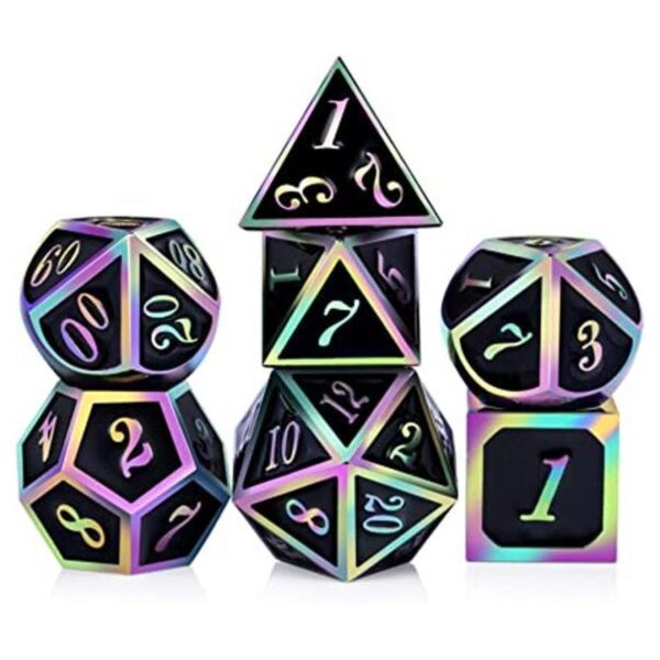 DND Juego de 7 dados metálicos Número de arco iris con_1