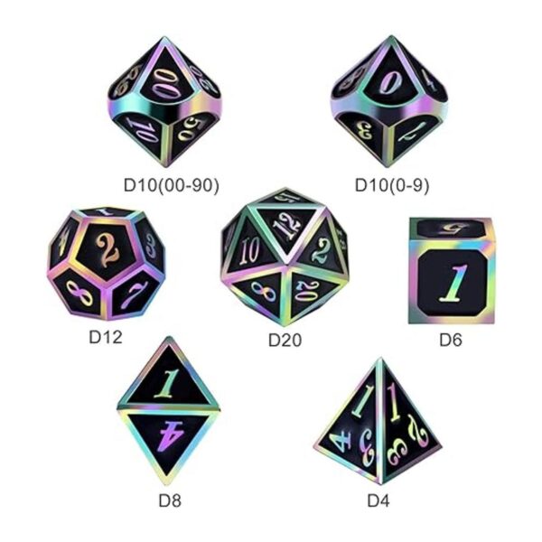 DND Juego de 7 dados metálicos Número de arco iris con_3