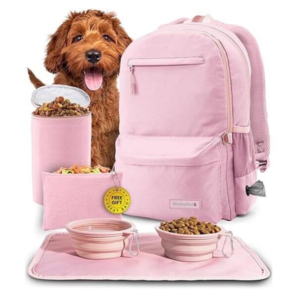 Mochila de viaje para perros para suministros 2 cuencos_1