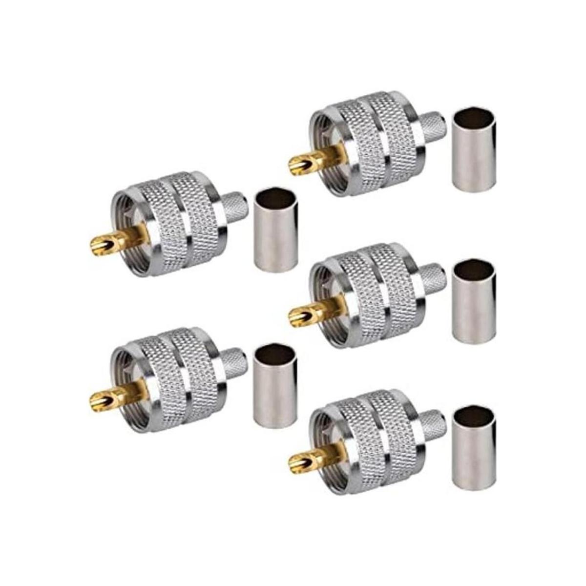 Paquete de 5 adaptadores de conector coaxial UHF PL259
