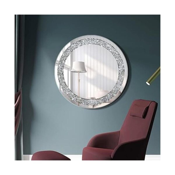 qmdecor Espejo plateado redondo de cristal estrellado 24