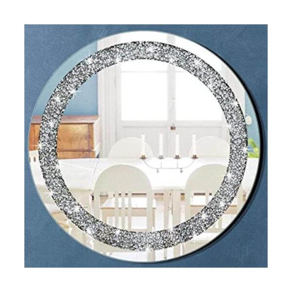 qmdecor Espejo plateado redondo de cristal estrellado 24