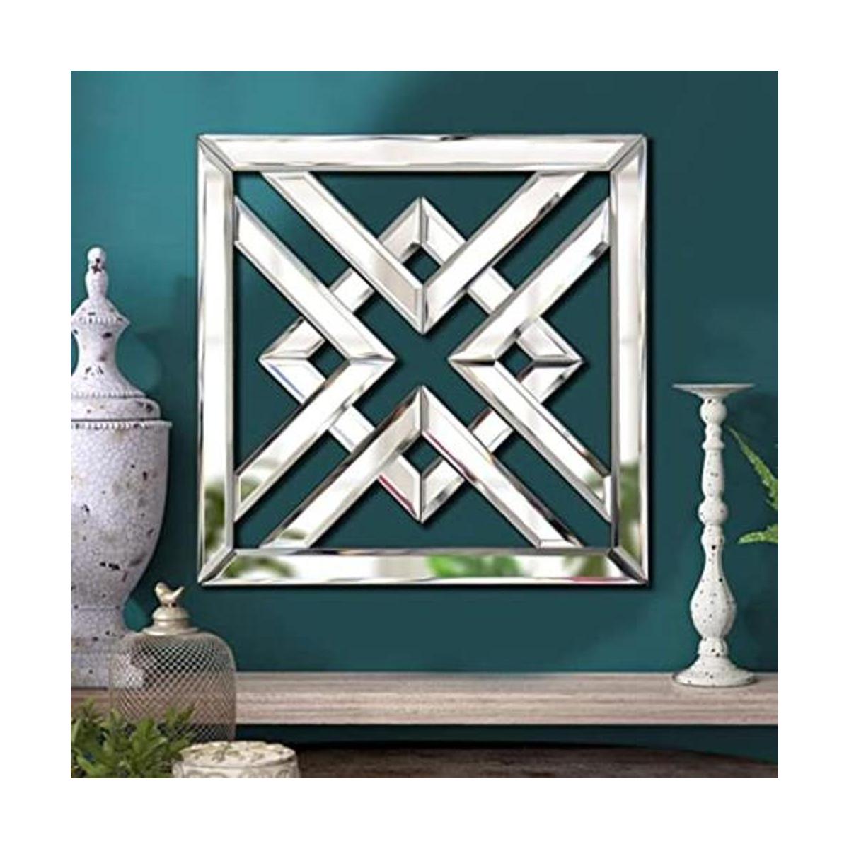 QMDECOR Espejo cuadrado decorativo para pared con bordes