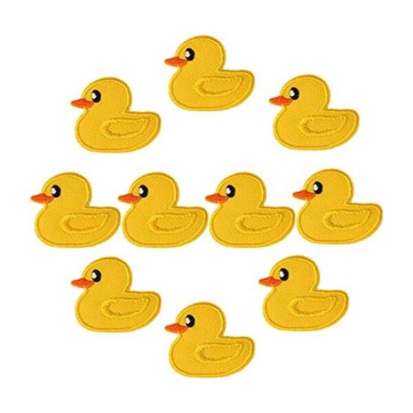 10 parches bordados de pato pequeño color amarillo para