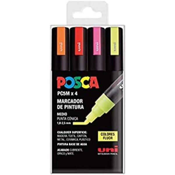 UNI Posca PC 5M Fluor Set Paquete de 4 marcadores_1