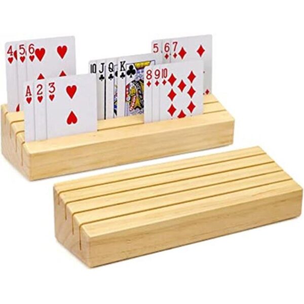 Plusvivo Juego de 2 tarjeteros para naipes de madera_1