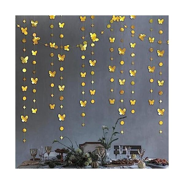 Guirnalda de mariposa dorada de 40 pies de papel metálico_1
