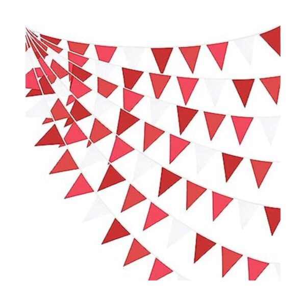 Banderín rojo de 32 pies con banderines de tela