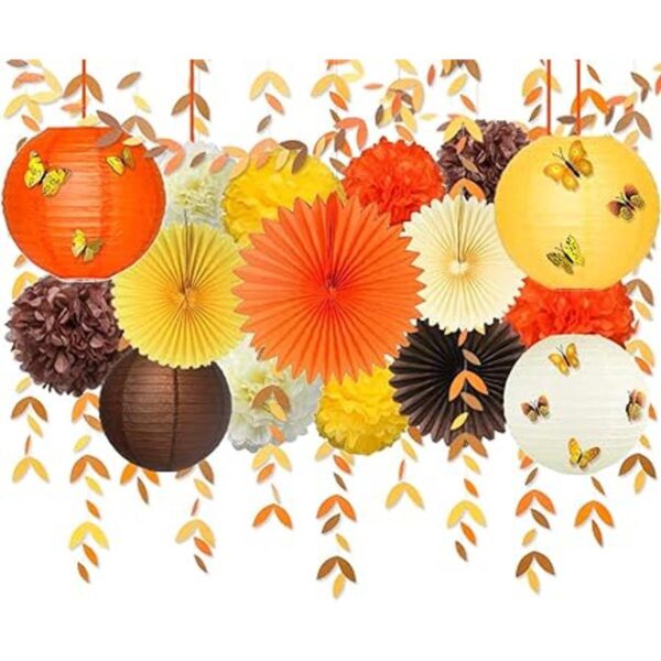 Kit de decoración de fiesta de otoño amarillo naranja_1