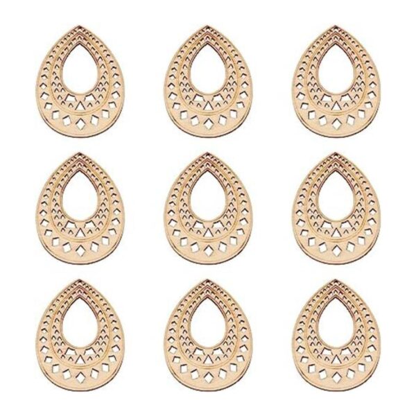 Pandahall 10 aretes de lágrima de madera natural en_1
