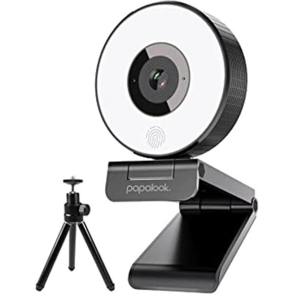 Cámara web de 1080P con luz de anillo y trípode papalook_1