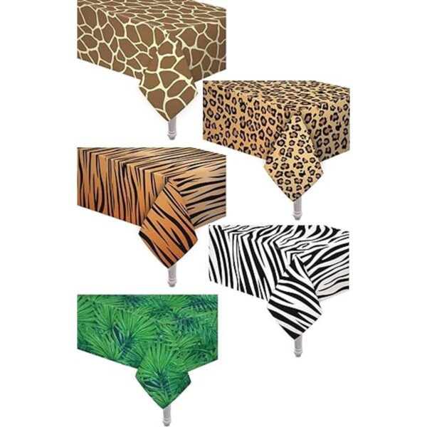 Paquete de 5 fundas de mesa con estampado de zoológico con_1