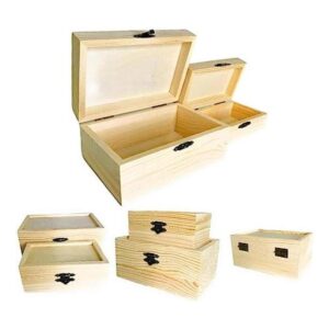 Caja rectangular de madera sin terminar de 12 piezas_1