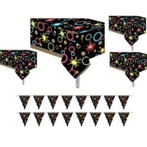 Paquete de 4 fundas de mesa de plástico de neón para_1